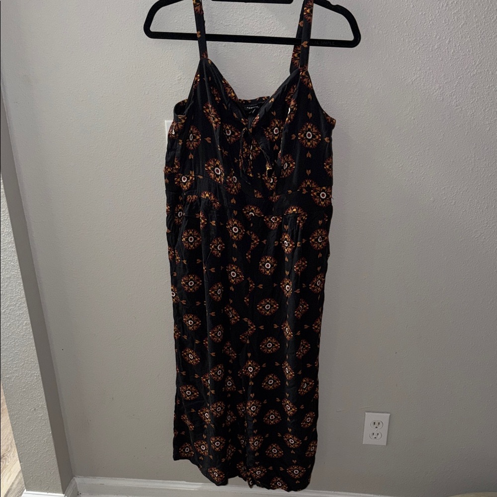 Stylish Black and Orange Patterned Jumpsuit